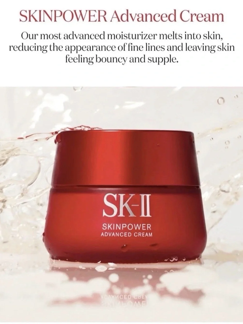 SK-II SKINPOWER Advance Cream -100 ml (3.3 FL oz), Anti Aging Japan NEW Sealed